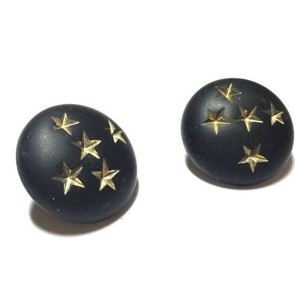 Vintage Lucite Retro Button Stars Stud Earrings - Picture 1 of 5